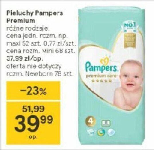 pieluchomajtki pampers premium care