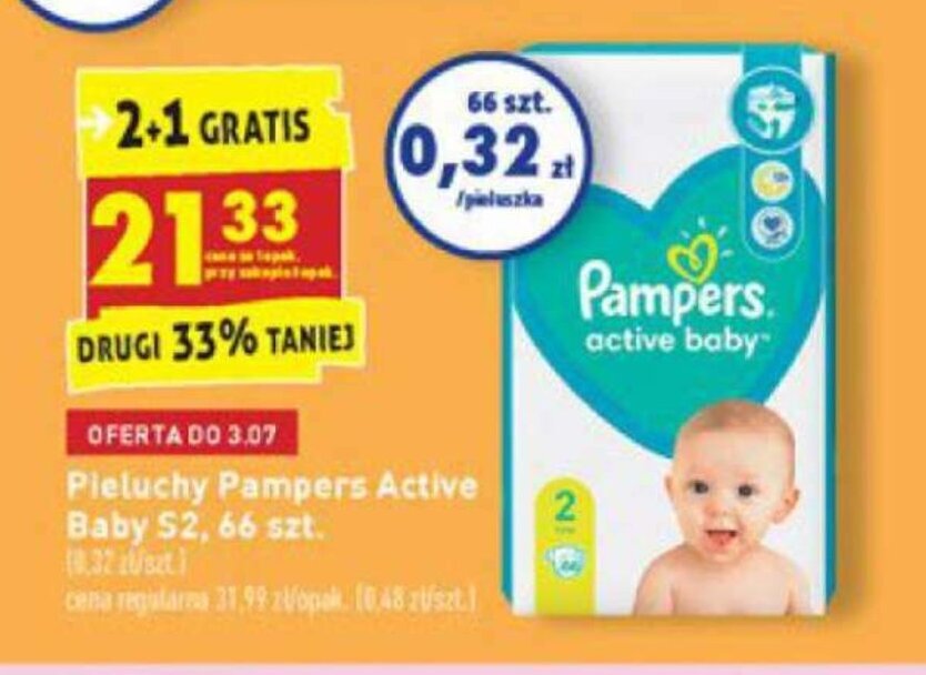 pampers active baby 62 szt