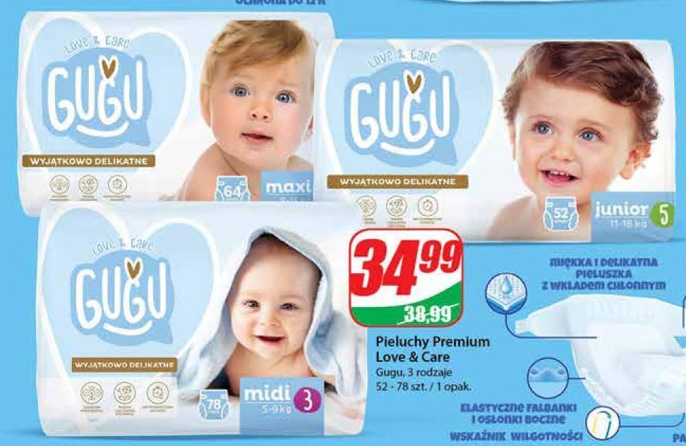 pampers żólte zielone